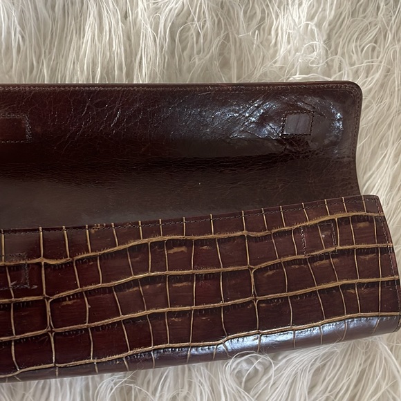 Abas Brown/Gold Alligator Leather Cylinder Clutch